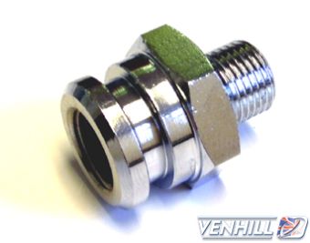 M10x1 FEMALE BULKHEAD ADAPTOR, CHROME