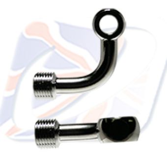 M6 BANJO, 90° LONG SIDE BEND, CHROME